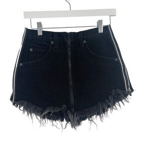 Carmar Beatrice Zip Front Black Denim Mini Skirt Y2K Festival Boho Womens 24